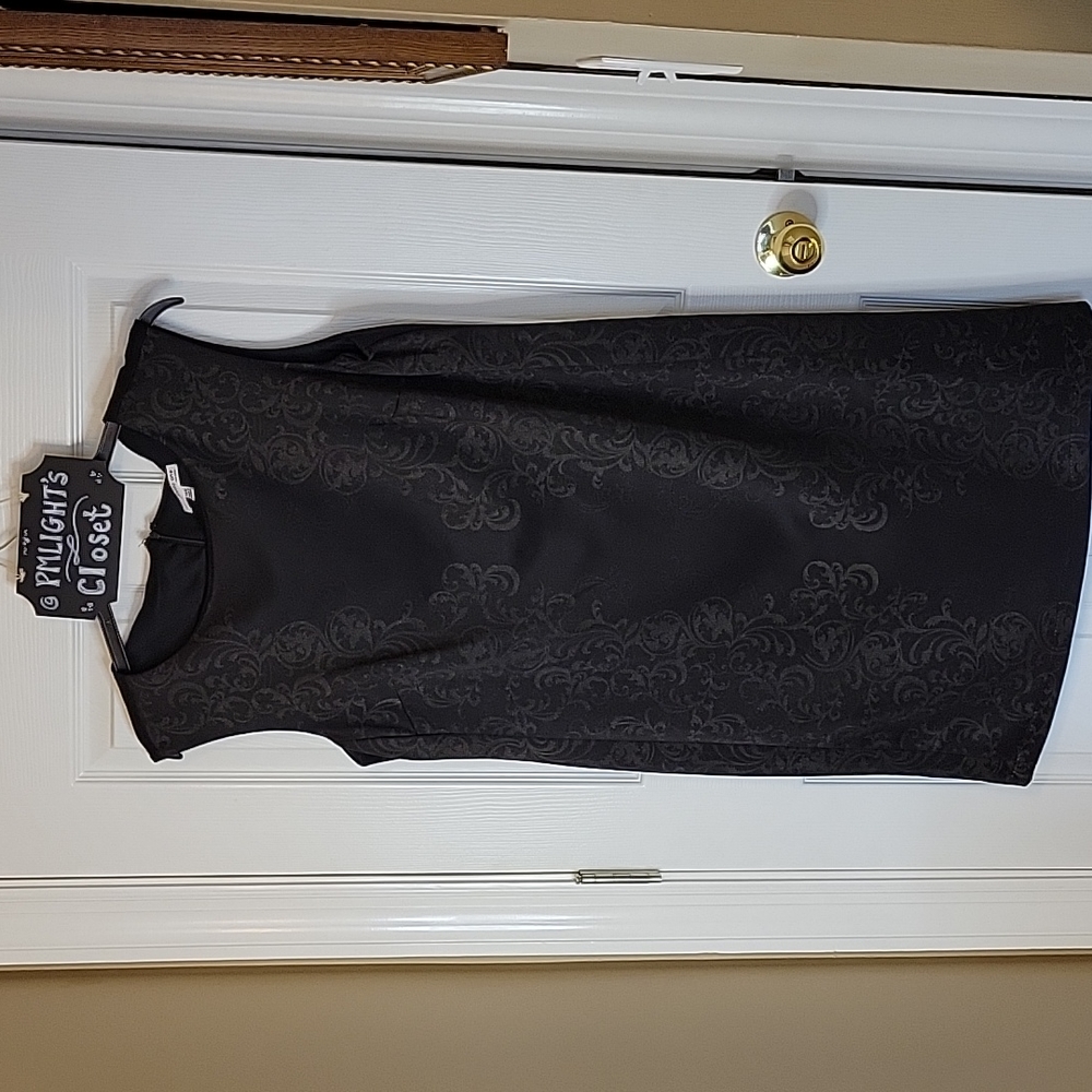 Studio One New York Black Dress 14W Sleeveless Damask